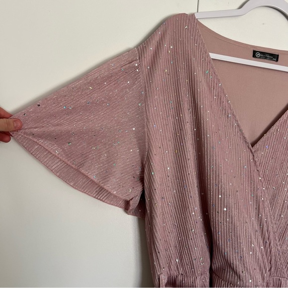 PRETTYGARDEN Pink Glitter Maxi Dress Wrap V-Neck Cocktail Party size XXL - Picture 4 of 11